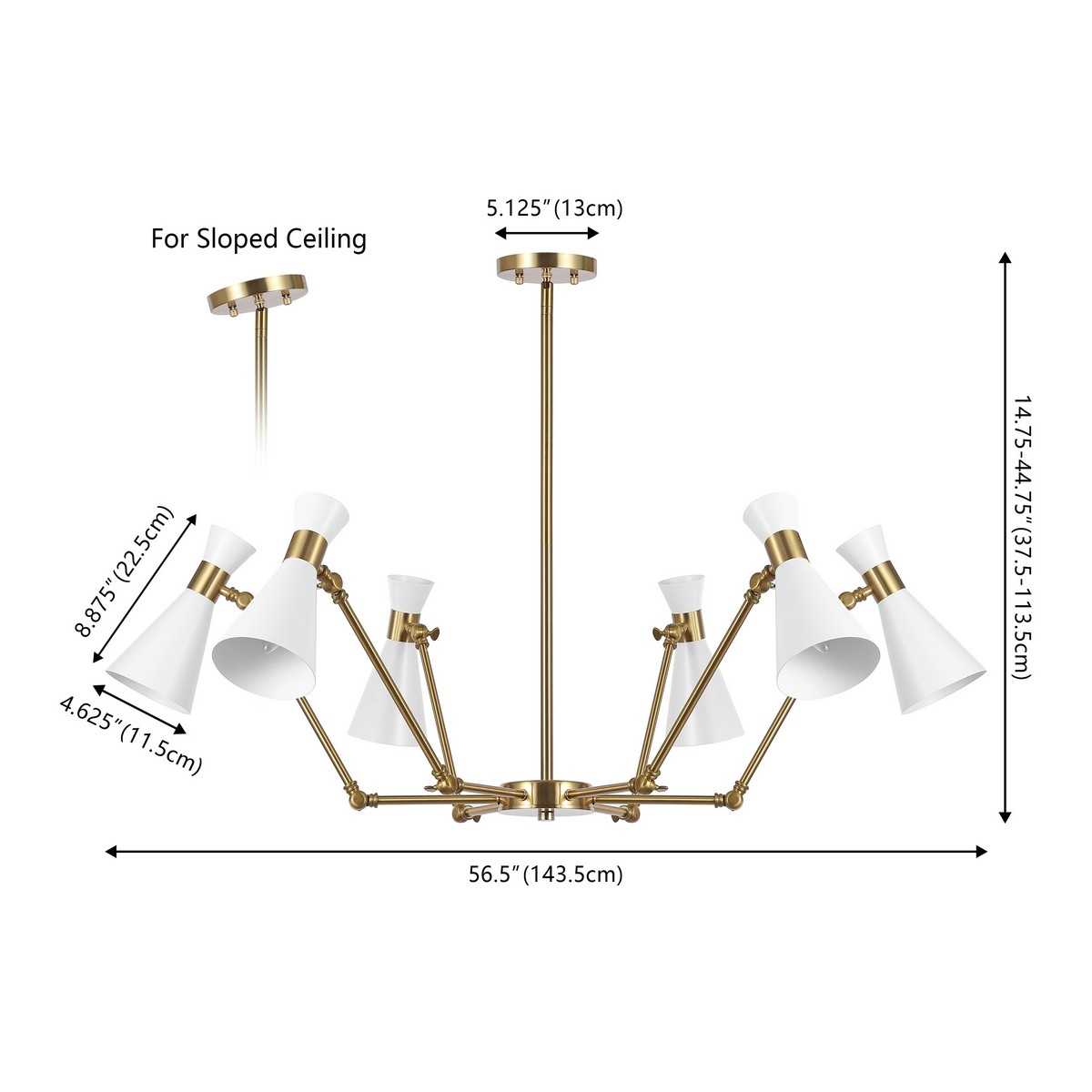 Shiraz 6 Lt 50" Chandelier - Brass/White - Image 5