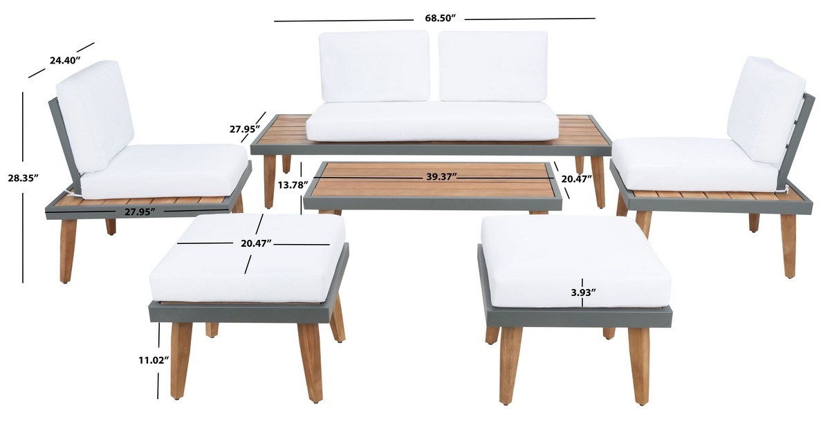 Melbrook 6Pc Outdoor Living Set - Natural/White - Safavieh - Image 9