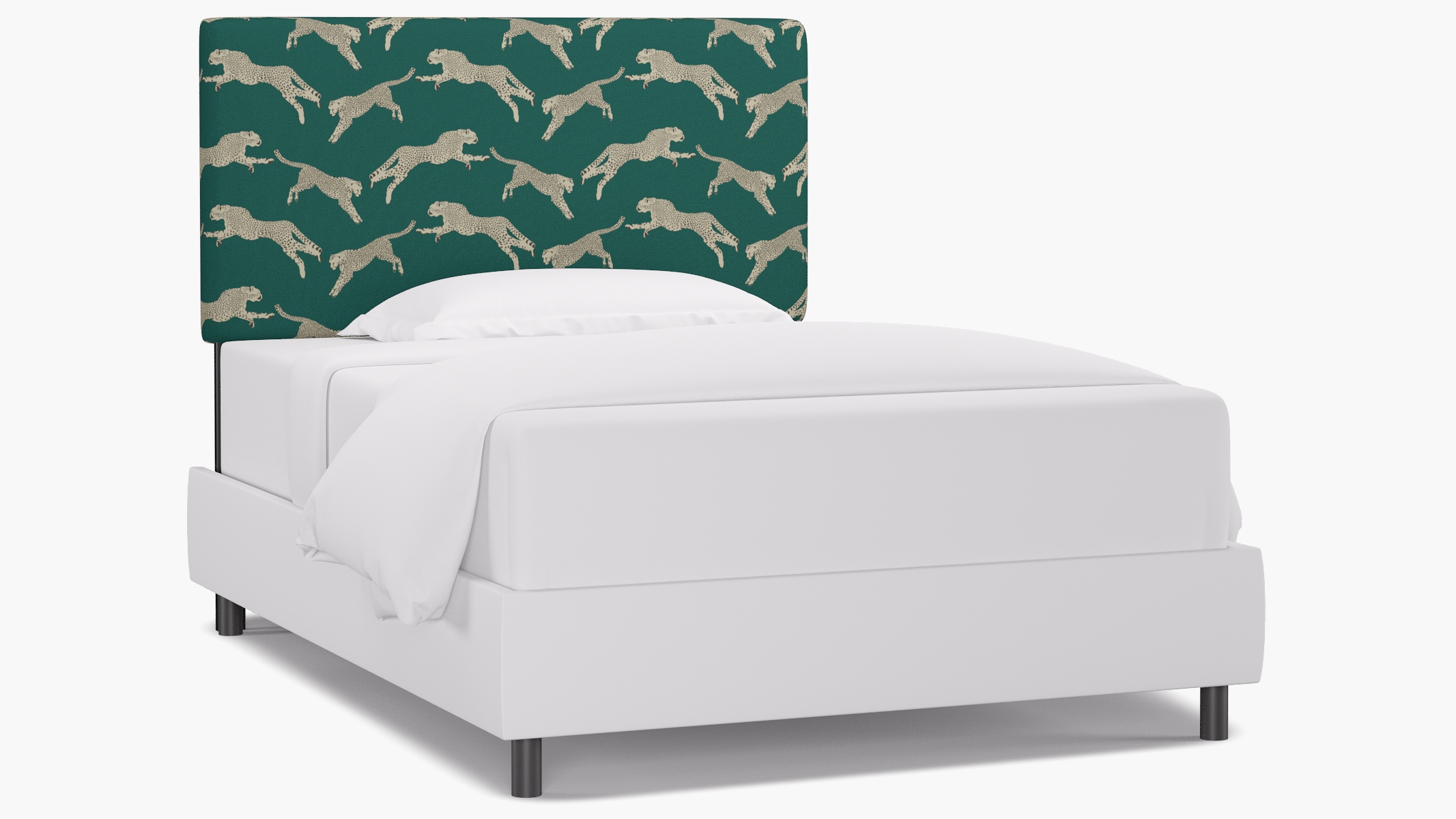 Square Back Headboard, Polo Green Cheetah, Full - Image 0