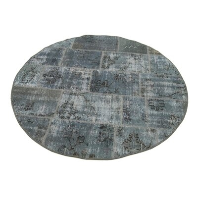 One-of-a-Kind Gelila Hand-Knotted 1980s 4'9" Round Wool Area Rug in Gray - Image 0
