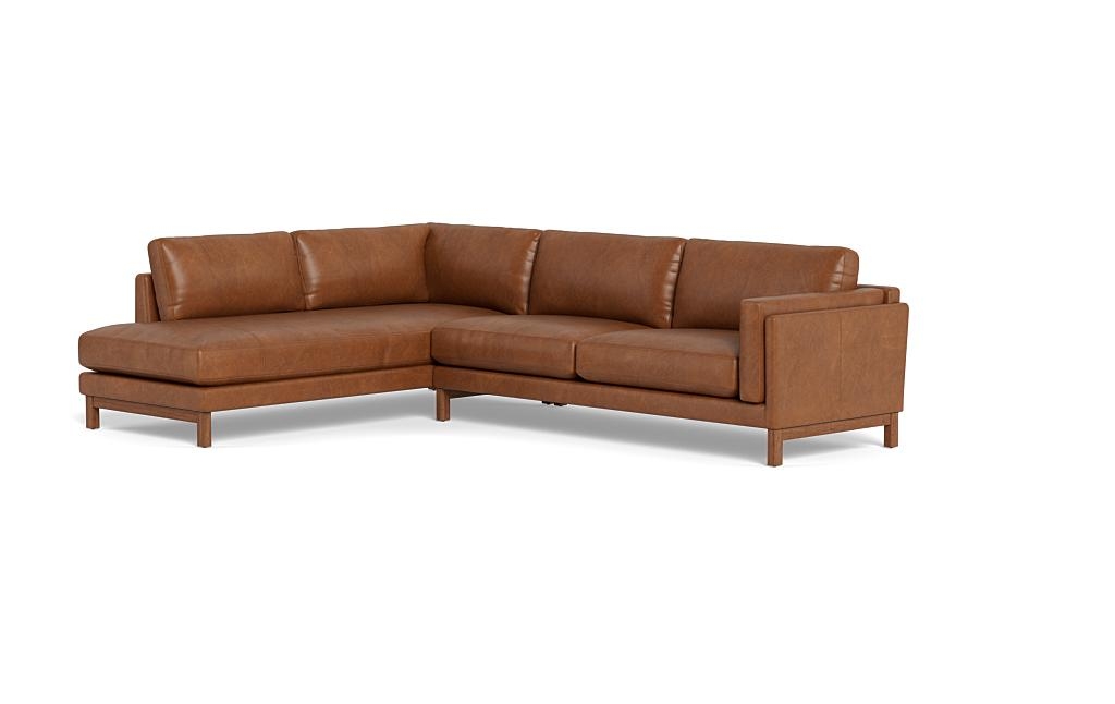 Gaby Leather 3-Seat Sectional with Left Bumper - Image 2