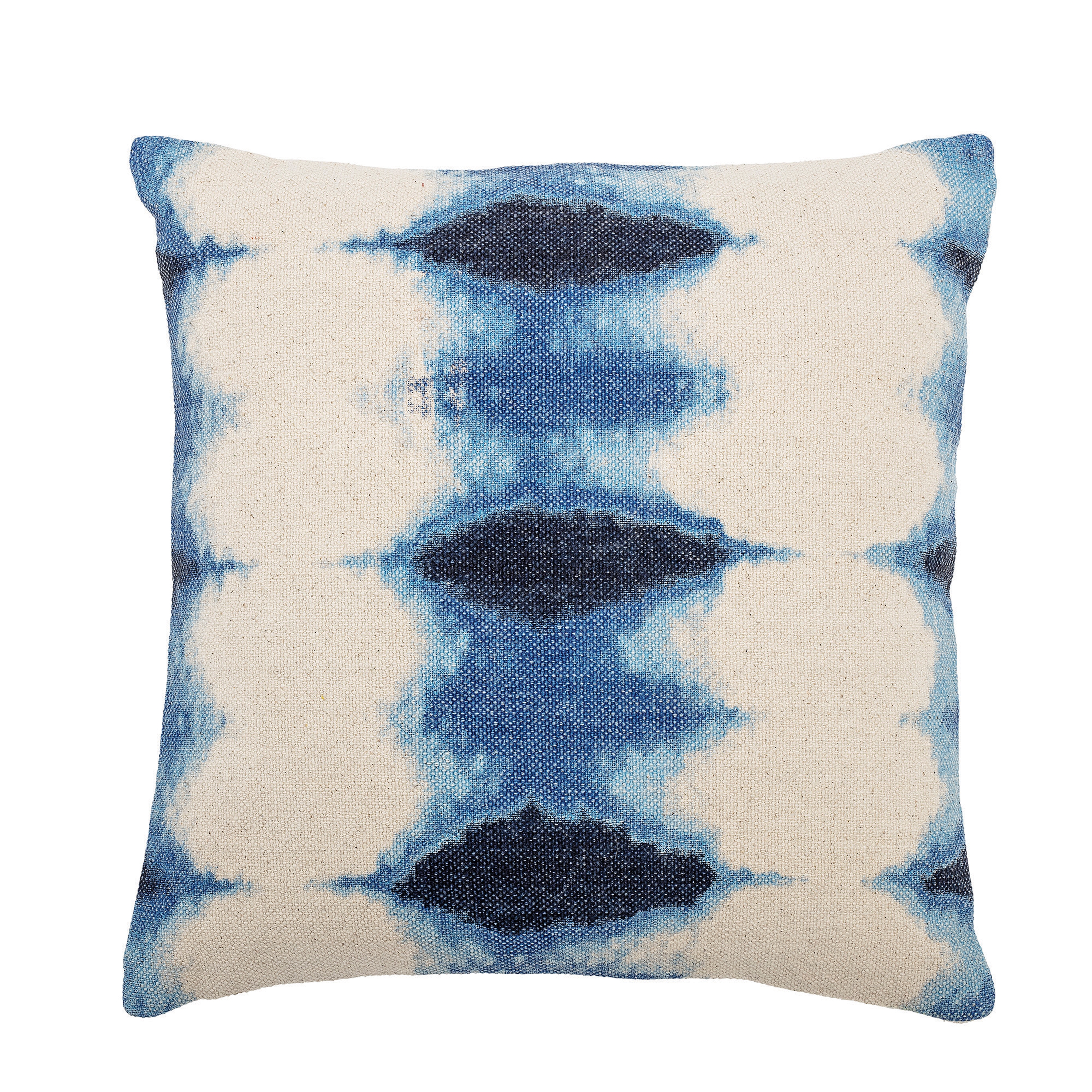 Square Blue Tie-Dyed Cotton Pillow - Image 0