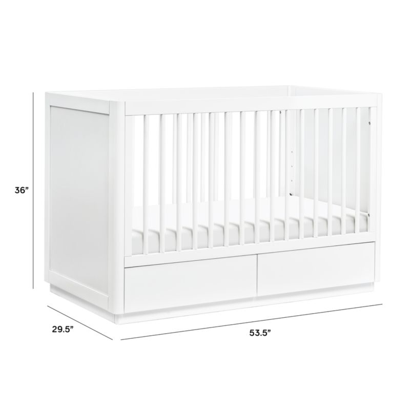 Babyletto Bento White Wood 3-in-1 Convertible Storage Baby Crib with Toddler Bed Conversion Kit - Image 8