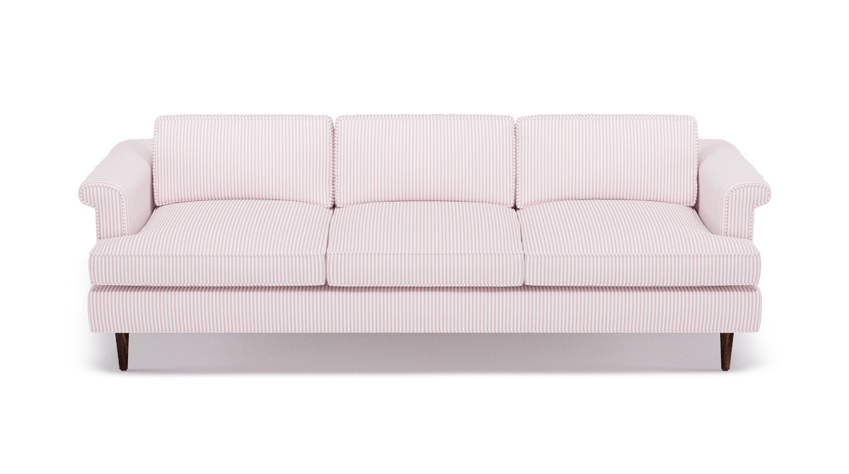 Mid-Century Sofa | Pink Ticking Stripe - Image 0