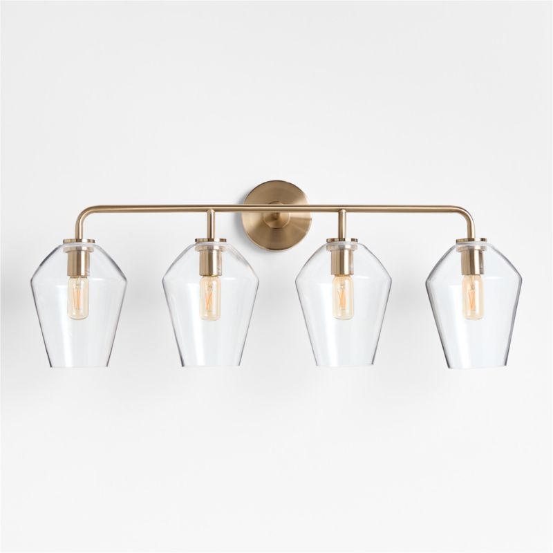 Arren Brass 4-Light Wall Sconce Light with Clear Glass Angled Shade - Image 3