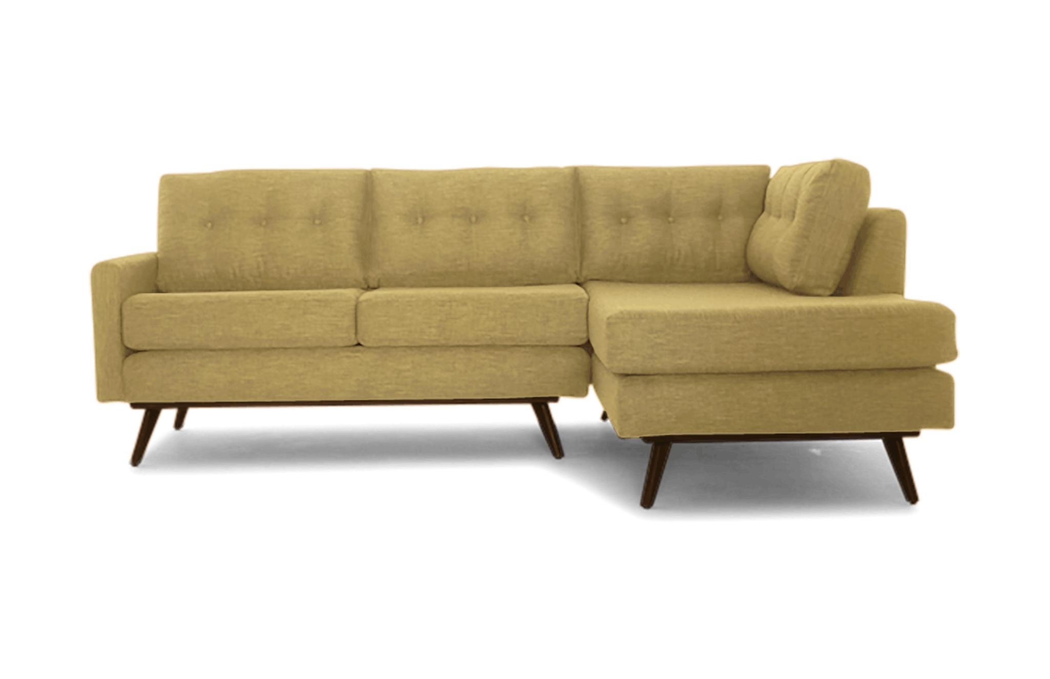 Yellow Hopson Mid Century Modern Apartment Sectional with Bumper - Marin Sunflower - Mocha - Left - Image 0