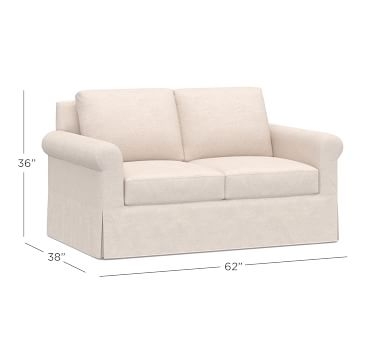 York Roll Arm Slipcovered Sofa 82.5", Bench Cushion, Down Blend Wrapped Cushions, Performance Heathered Tweed Pebble - Image 2