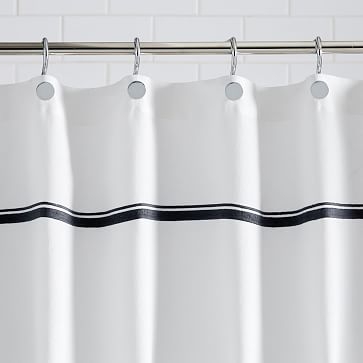 Embroidered Stripe Shower Curtain, 72"x74", Iron Gate - Image 1