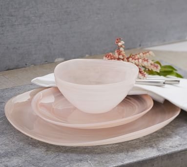 Alabaster Glass Dinner Plates, Set of 4 - Blush - Image 1