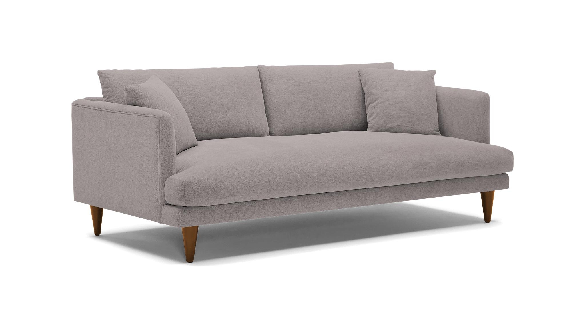 Purple Lewis Mid Century Modern Sofa - Sunbrella Premier Wisteria - Mocha - Cone - Image 1