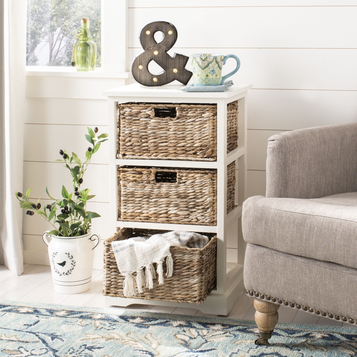 Halle Storage Side Table - Vintage White - Safavieh - Image 4