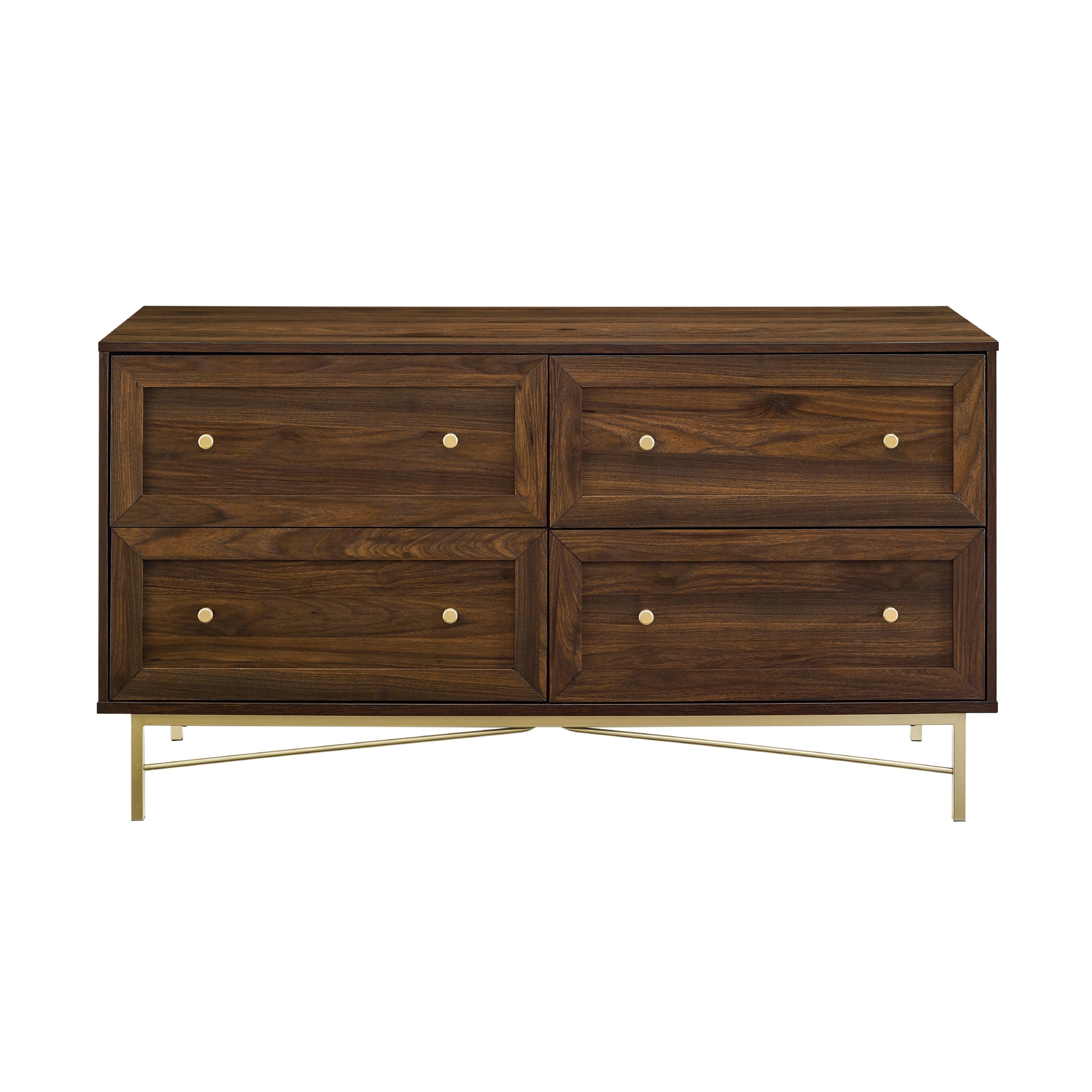 Gwen 56" 4 Drawer Modern Dresser - Dark Walnut - Image 0