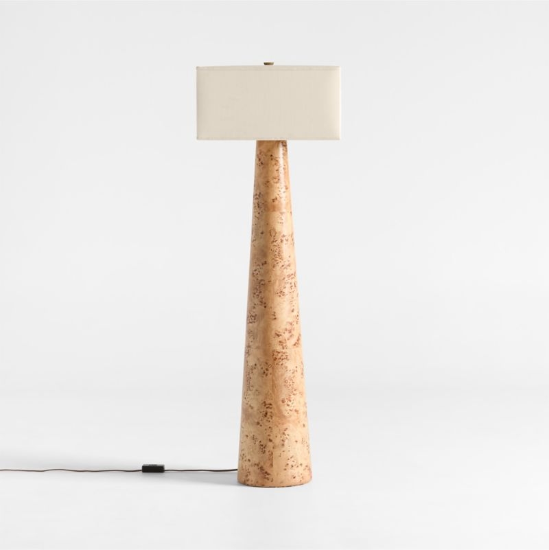 Gains Burlwood Floor Lamp with Linen Shade by Brigette Romanek - Image 3