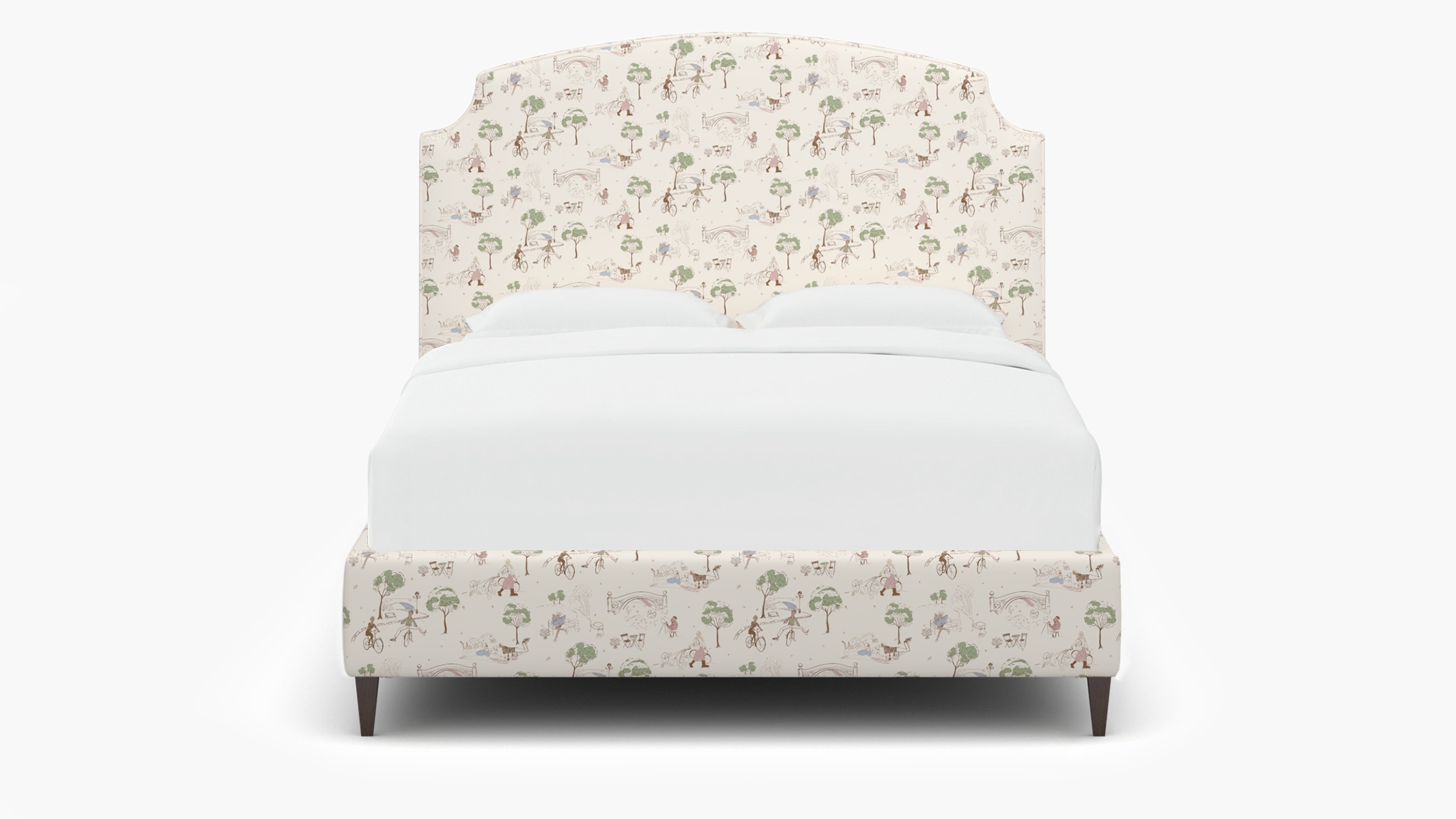 Cove Bed, Multi Central Park Toile, Espresso Square Tapered Leg, Full - Image 0