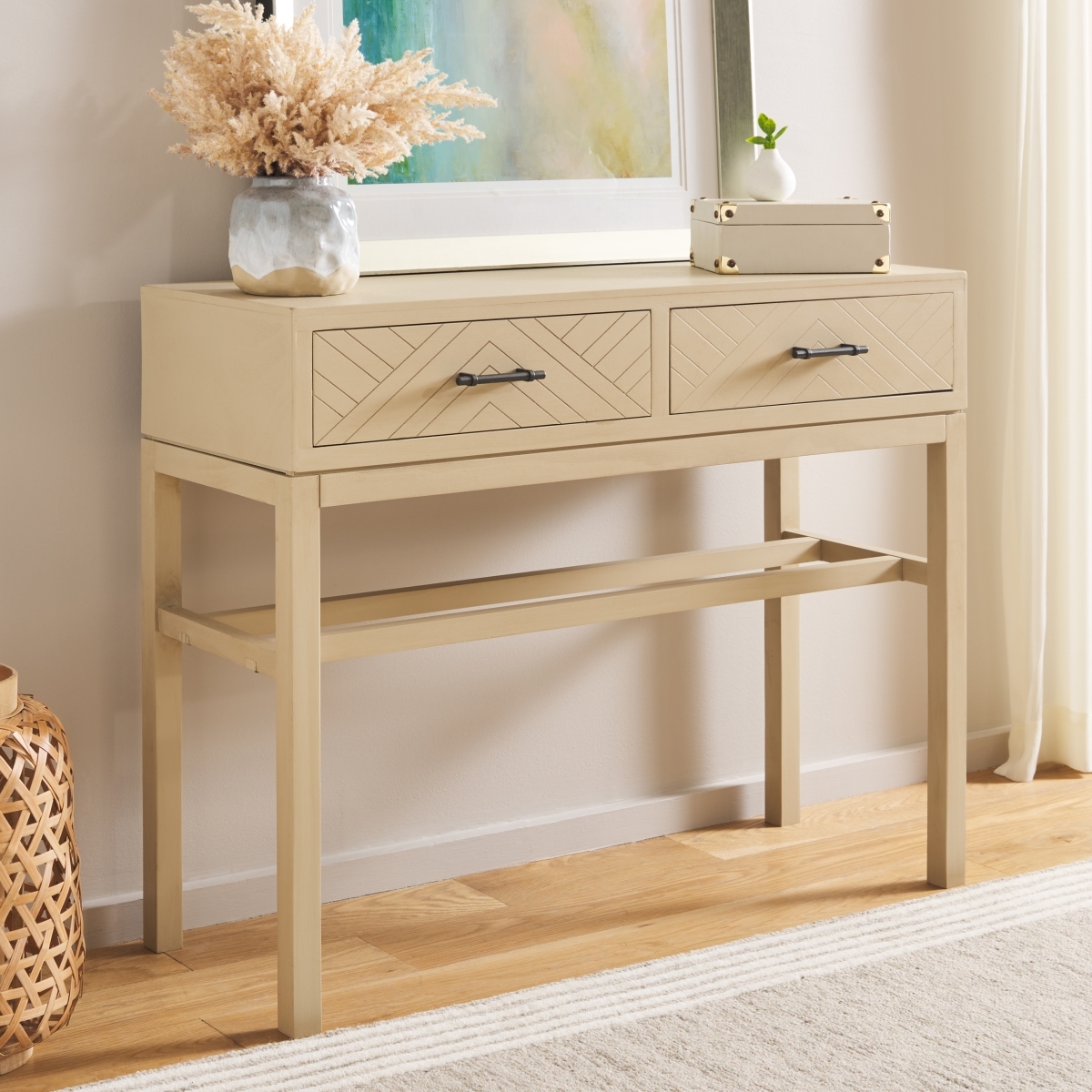 Ajana 2 Drawer Console Table - Natural - Safavieh - Image 1