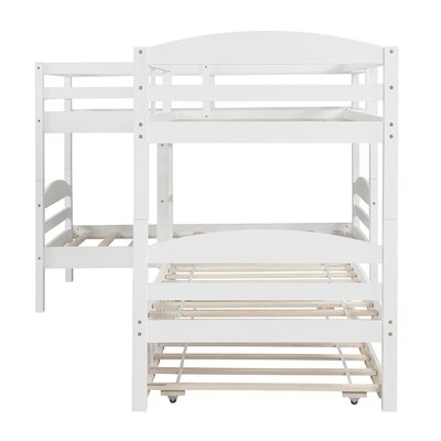 Twin L-Shaped Bunk Bed Trundle-Gray - Image 0