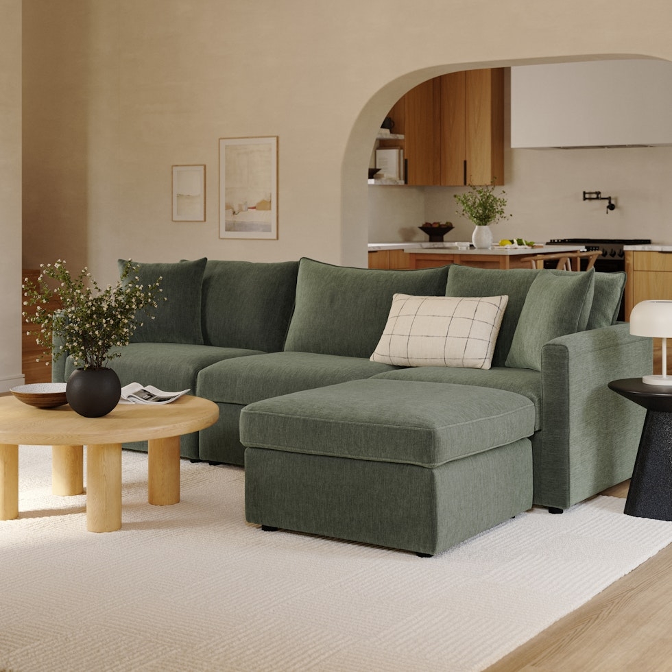 Lenae 104.5" Reversible Modular Sectional - Eleos Green - Image 0