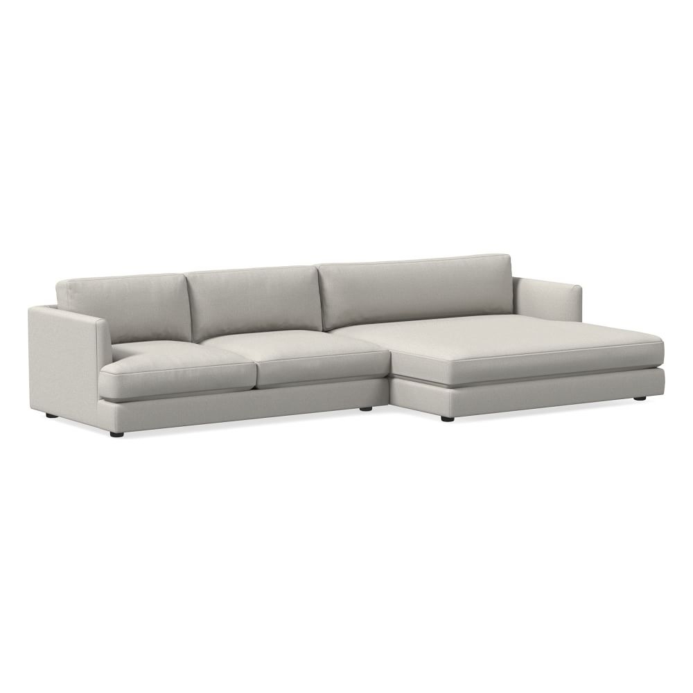 Haven 127" Right Multi Seat Double Wide Chaise Sectional, Standard Depth, Yarn Dyed Linen Weave, Frost Gray - Image 0