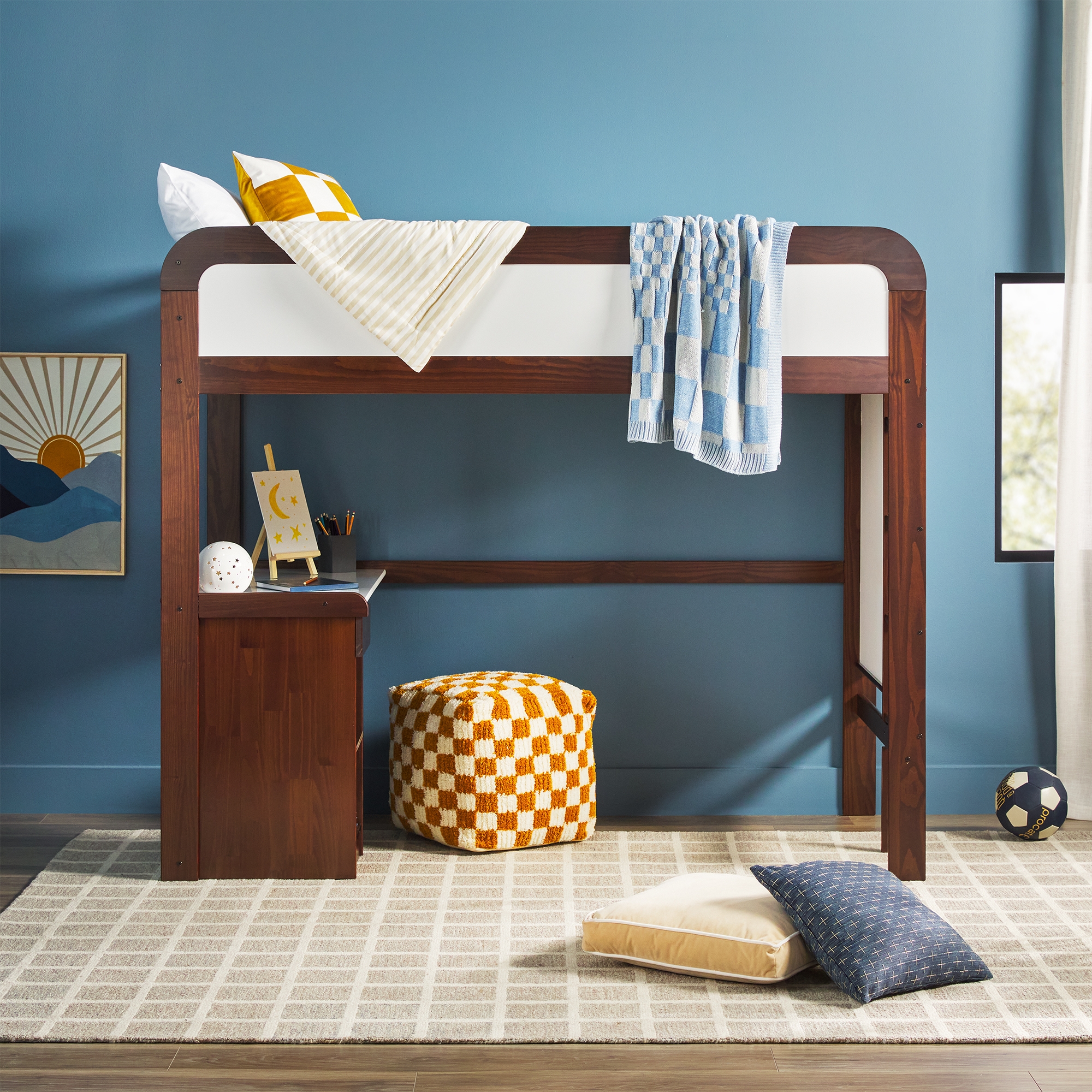 Adyn Contemporary Twin Loft Bunk Bed with Desk - Walnut - Image 4