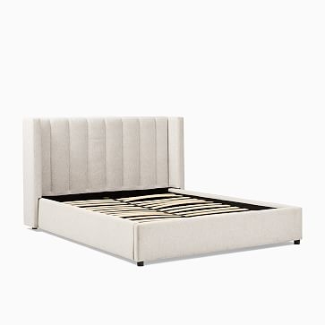 Shelter No Tufting, Low Profile Bed, Queen, Chenille Tweed, Silver, No-Show Leg - Image 2