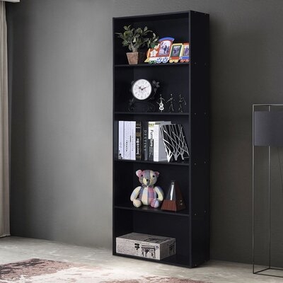 5-Shelf Storage Bookcase Modern Multi-Functional Display Cabinet Black - Image 0