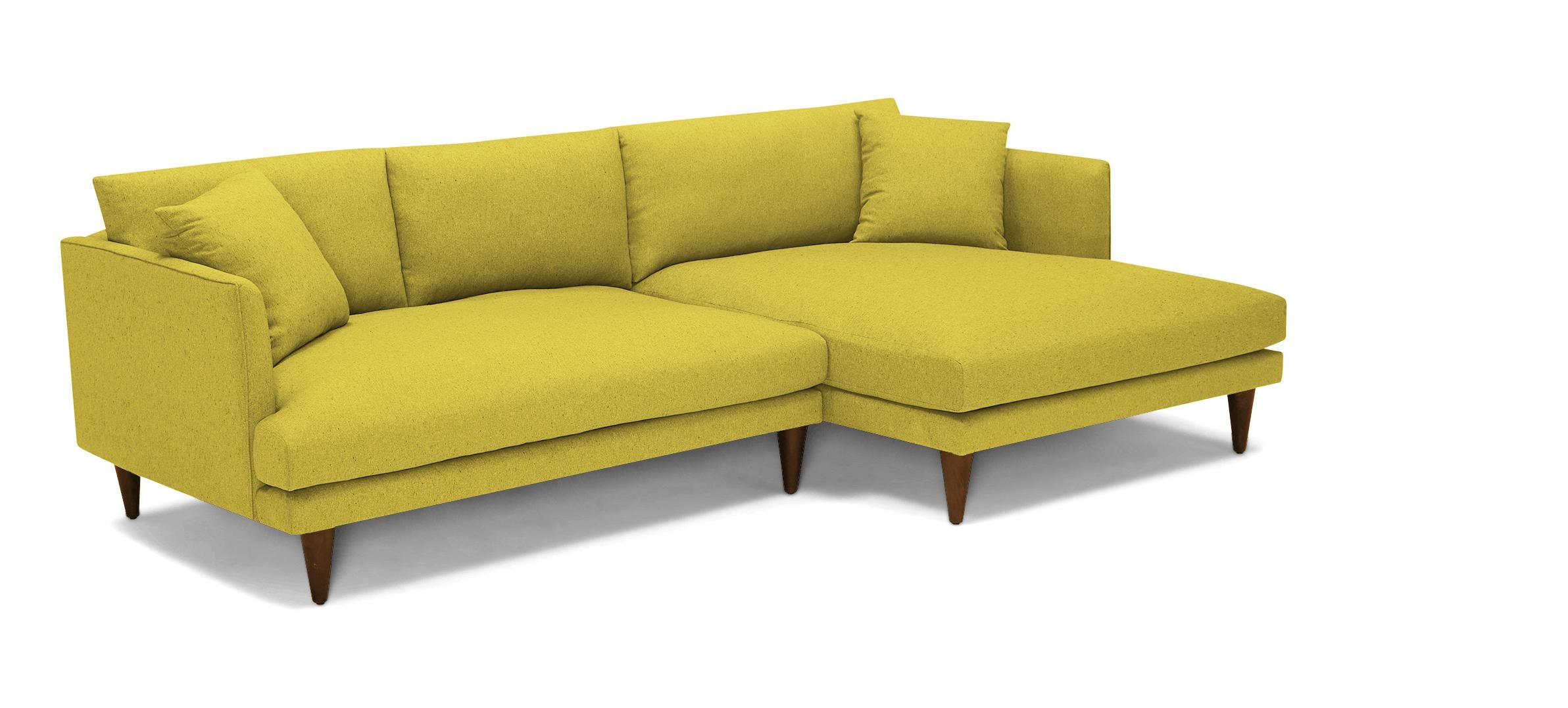 Yellow Lewis Mid Century Modern Sectional - Bloke Goldenrod - Mocha - Right - Cone - Image 1