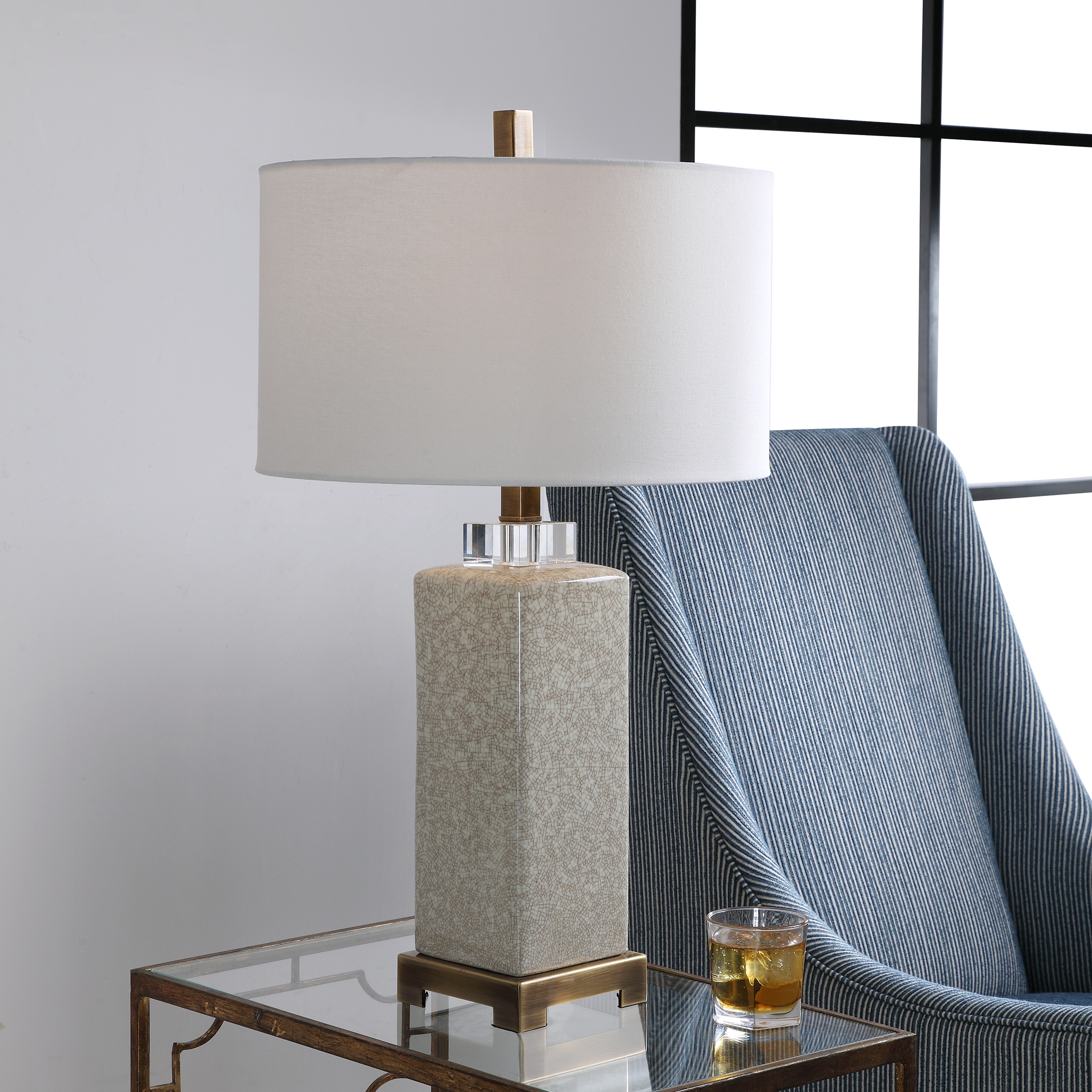 Irie Crackled Taupe Table Lamp - Image 0