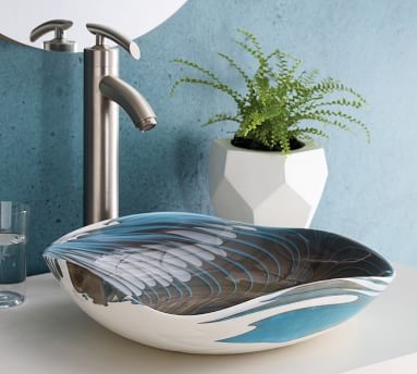 Sunrise Rilen Handcrafted Single Sink Vanity with Glass Sink, 30" - Image 2