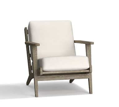 Raylan Lounge Chair Cushion, Sunbrella(R) Stripe; Bungalow Flax - Image 1