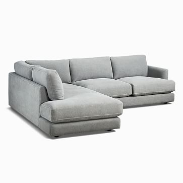 Haven Sectional Set 02: Right Arm Sofa, Left Arm Terminal Chaise, Trillium, Sunbrella Performance Chenille, Fog, Concealed Support - Image 1
