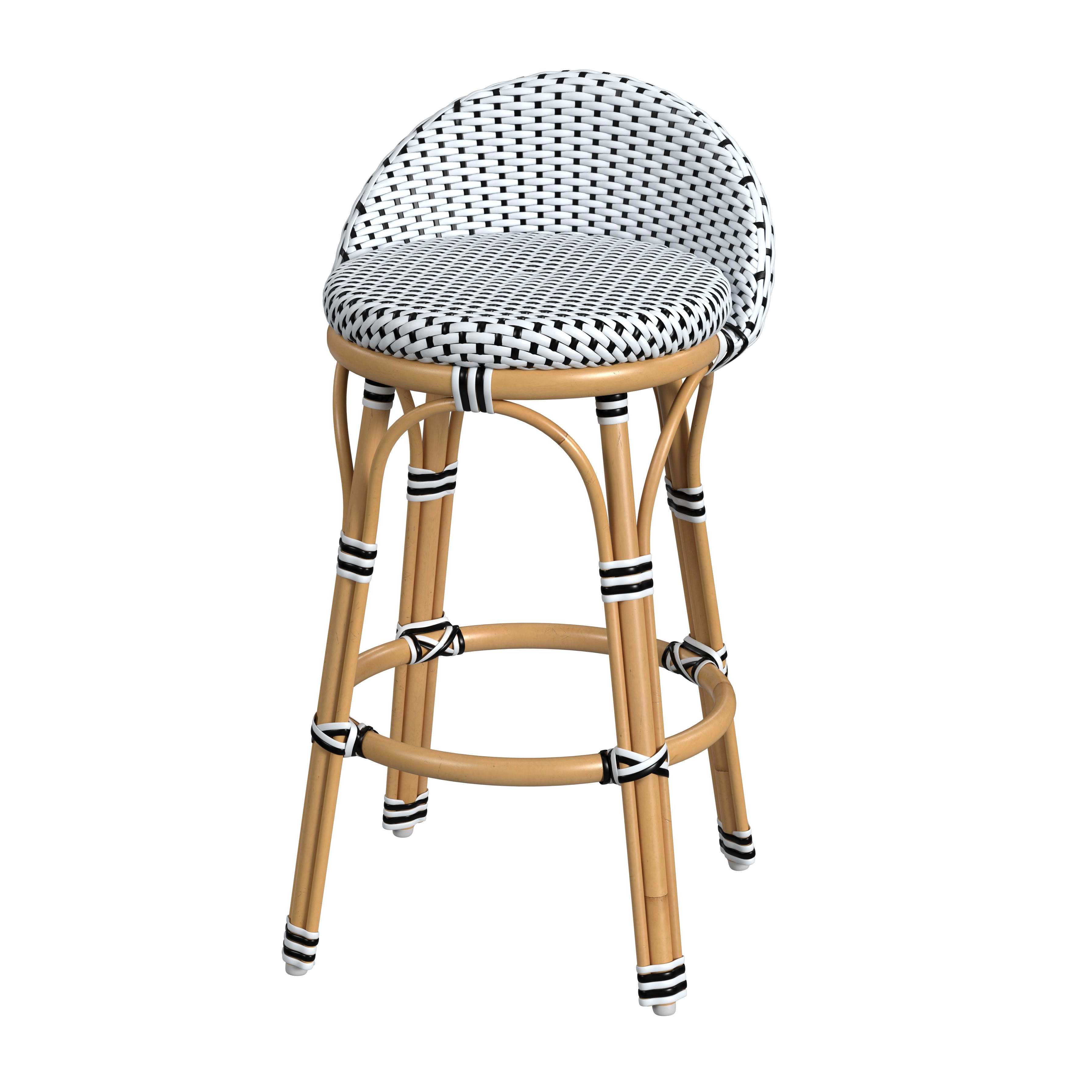Tobias Black and White Outdoor  Low Back Counter stool - Image 0