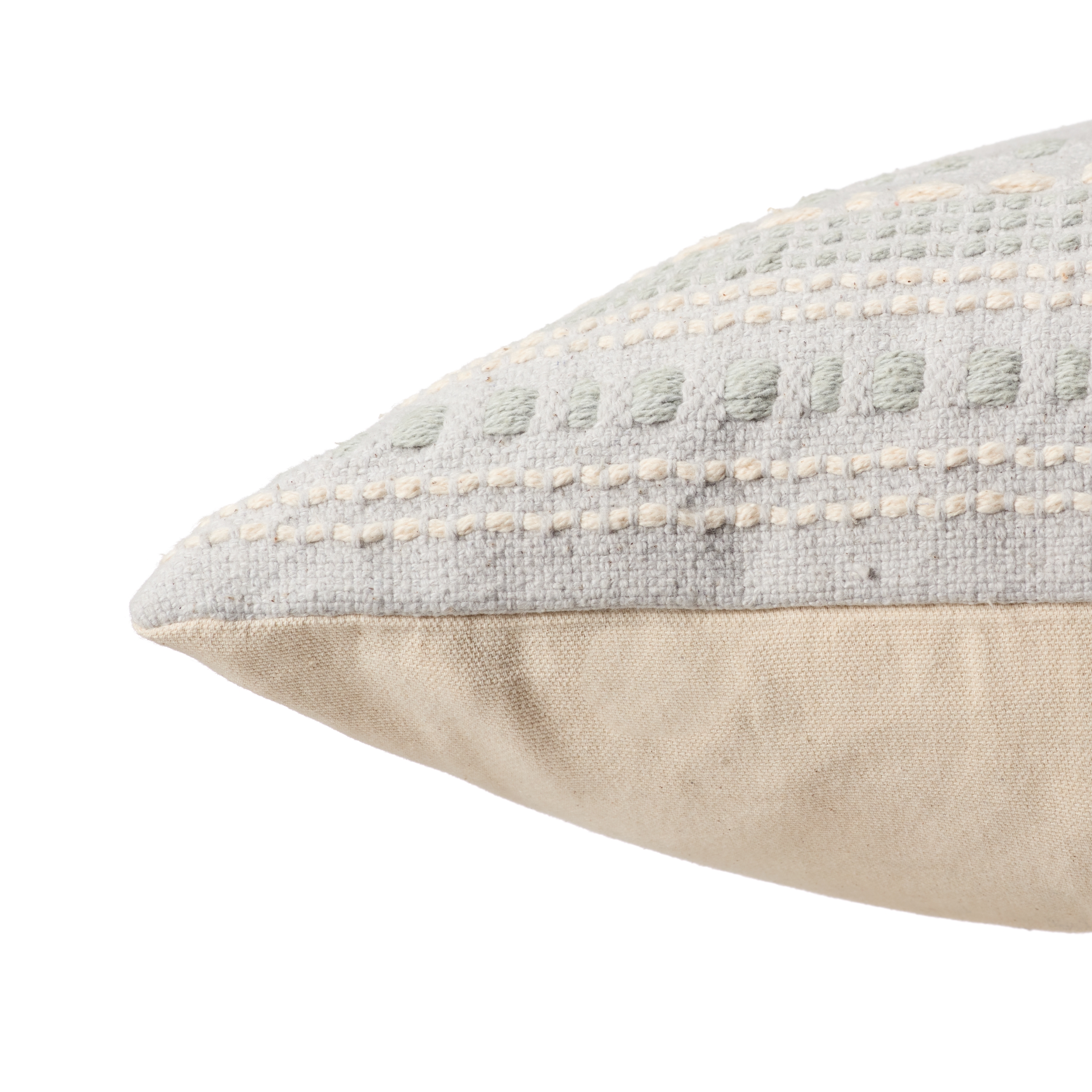 Velika SNH03 Handmade Striped Light Blue And Cream Lumbar Pillow Cover (13"x21") - Image 2