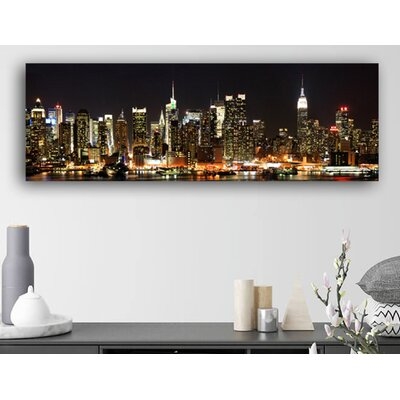 New York at Night - Wrapped Canvas Panoramic Photograph Print on Canvas - Image 0