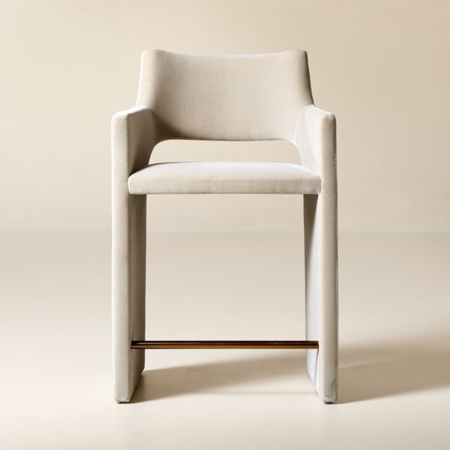 Foley Grey Faux Mohair Dining Counter Stool - Image 0