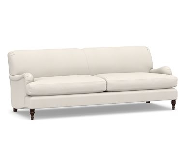 Carlisle English Arm Upholstered Tightback Grand Sofa 90", Polyester Wrapped Cushions, Denim Warm White - Image 0