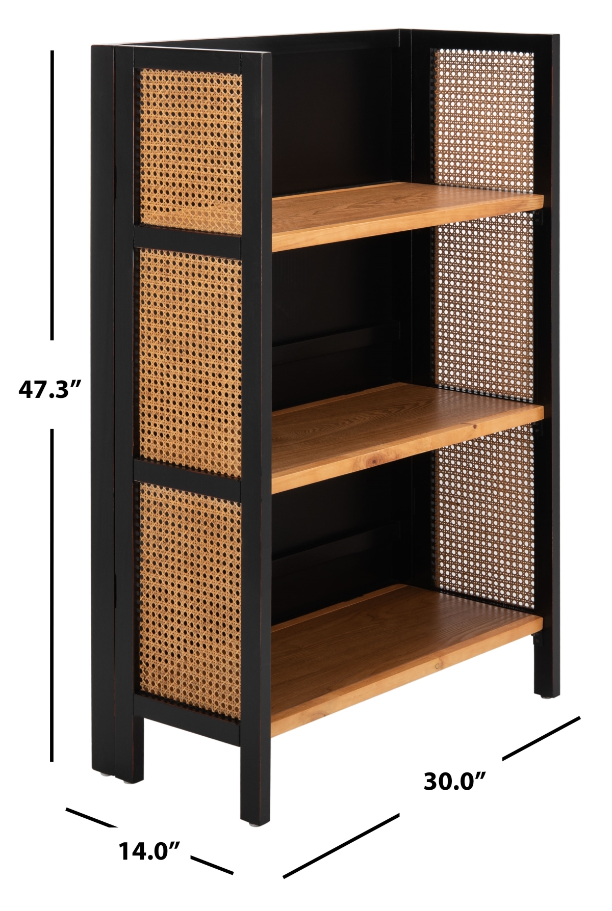 Franz 3 Shelf Open Top Etagere - Black / Natural - Safavieh - Image 8