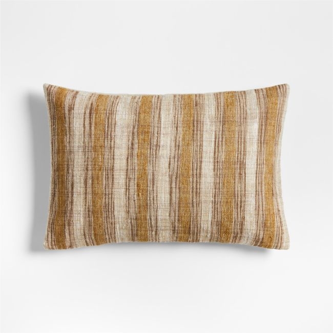 Riviera Stripe 24"x16" Savannah Yellow Throw Pillow with Feather Insert - Image 0