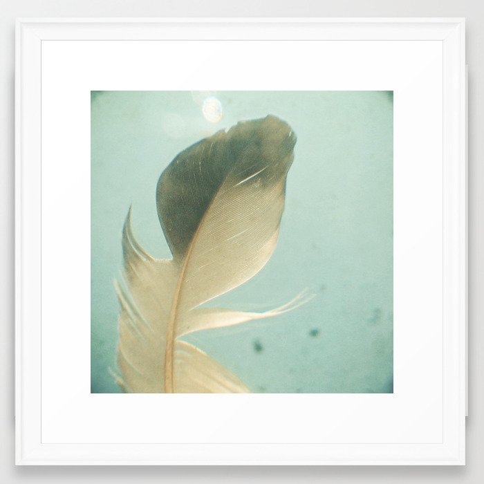 Grey Feather Framed Art Print by Cassia Beck - Scoop White - Medium(Gallery) 20" x 20"-22x22 - Image 0
