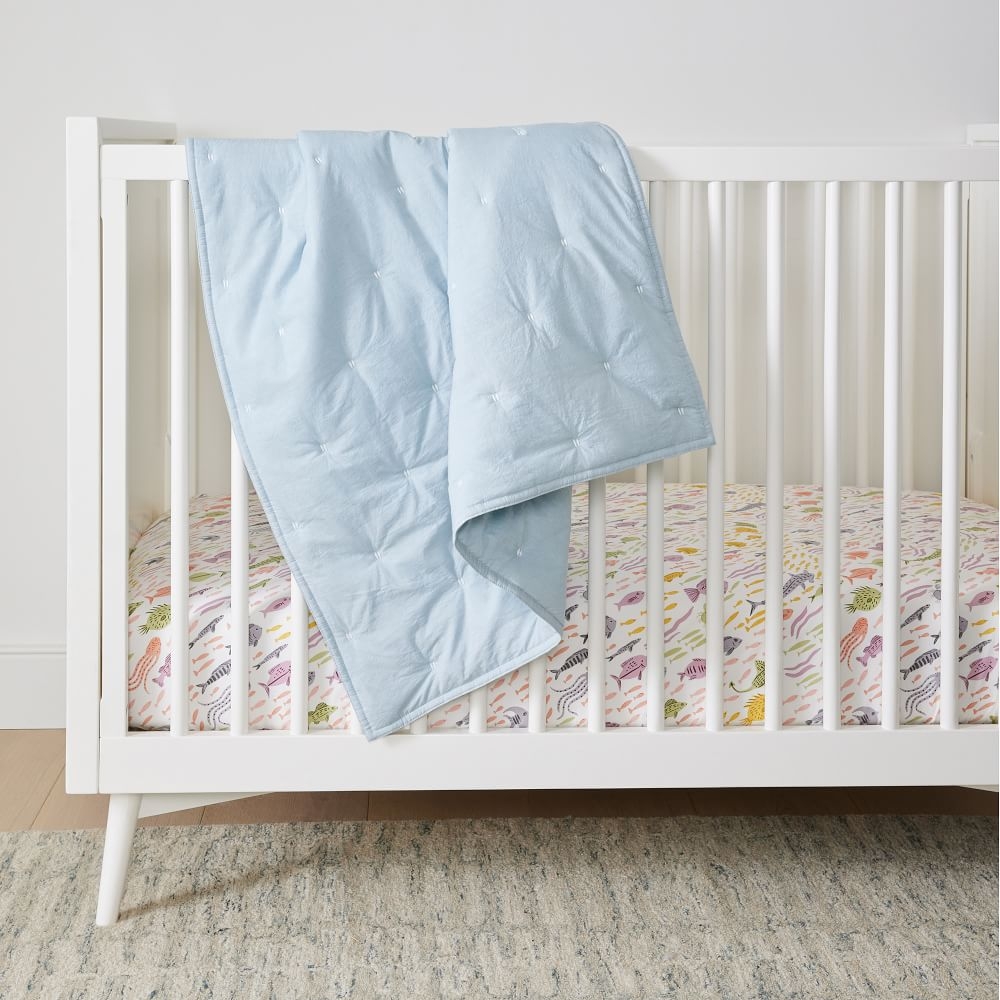 Washed Cotton Toddler Quilt, Skylight Blue, WE Kids - Image 0
