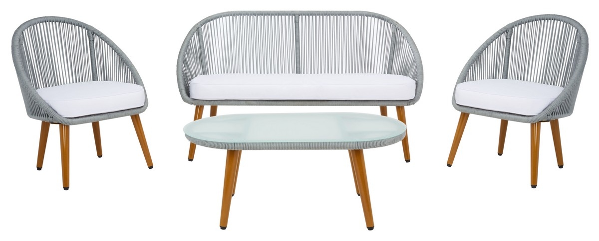 Halcott 4Pc Living Set - Grey / White - Safavieh - Image 0