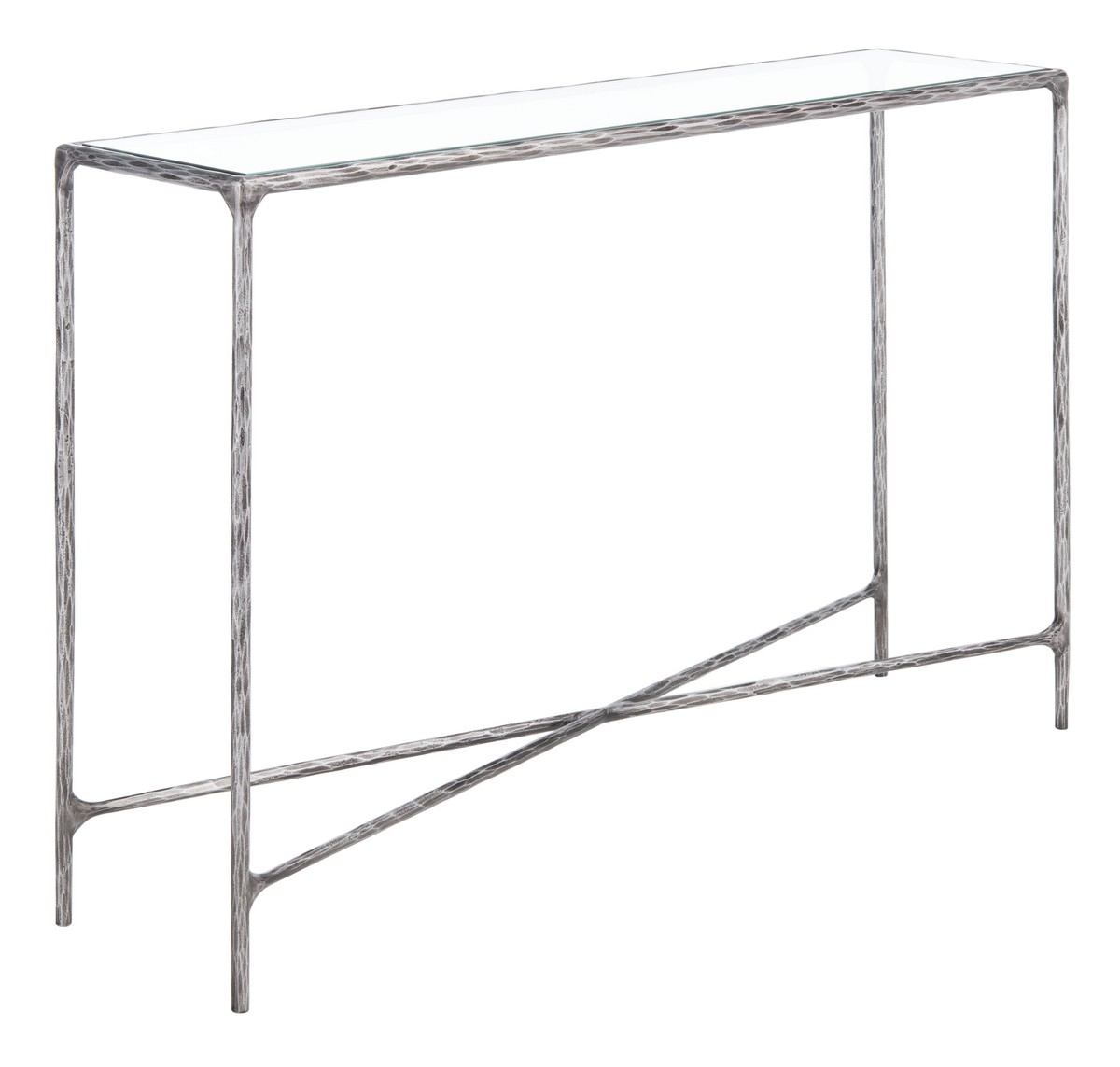 Jessa Forged Metal Rectangle Console Table - Silver - Image 5