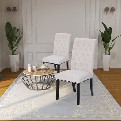 Fatima Tufted Linen Parsons Chair - Image 0