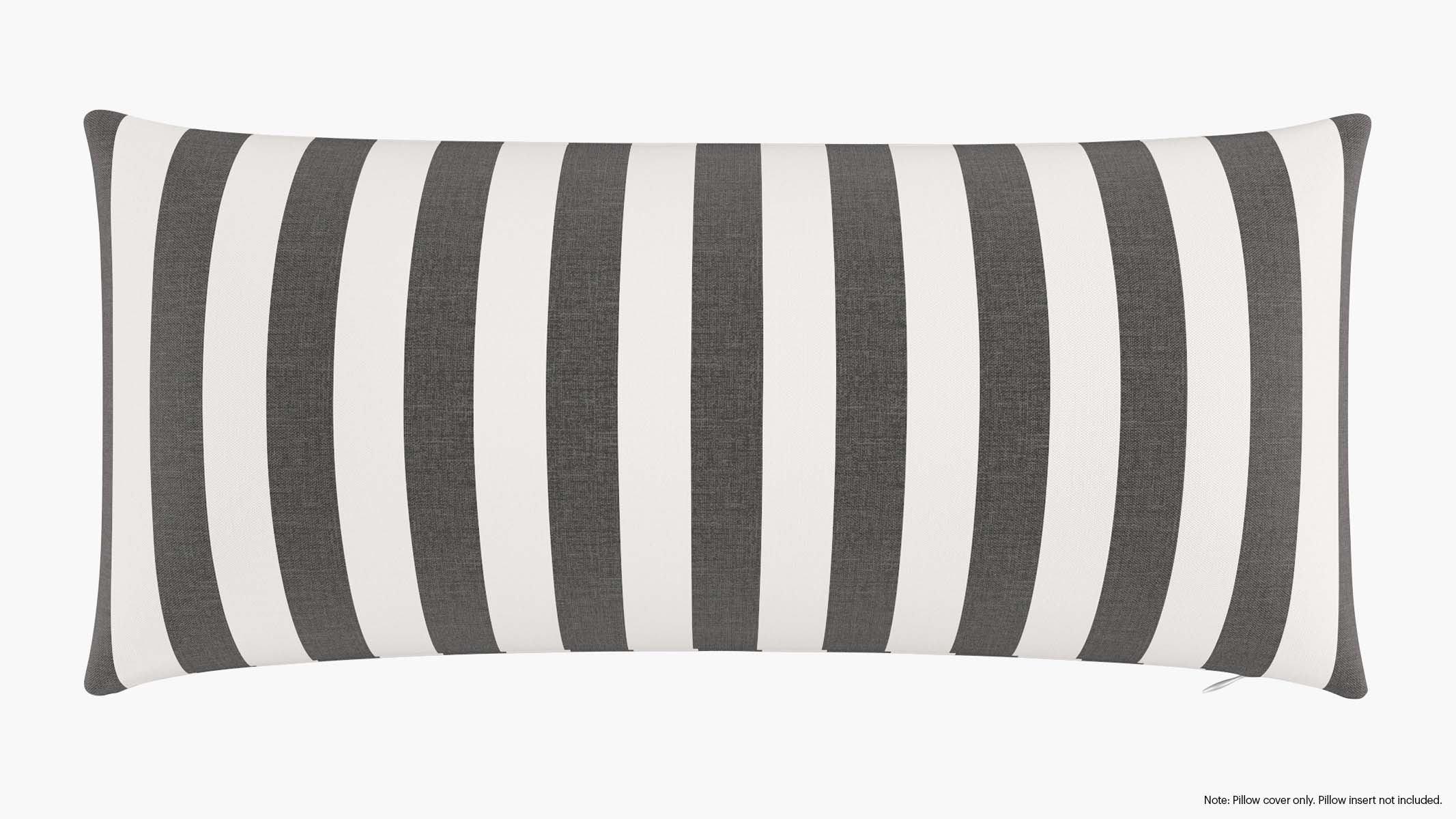 Throw Pillow Cover 14" x 30", Ink Cabana Stripe, 14" x 30" - Image 0