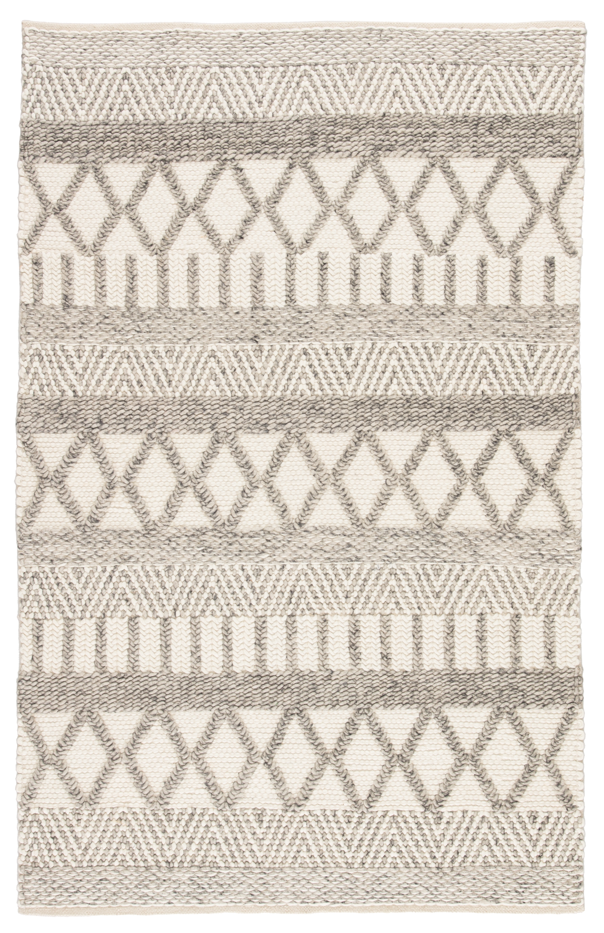 Sandhurst Handmade Geometric Gray/ White Area Rug (5' X 8') - Image 0
