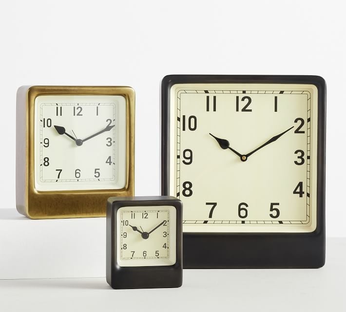 Anton Desktop Clock, Large, Brass - Image 1