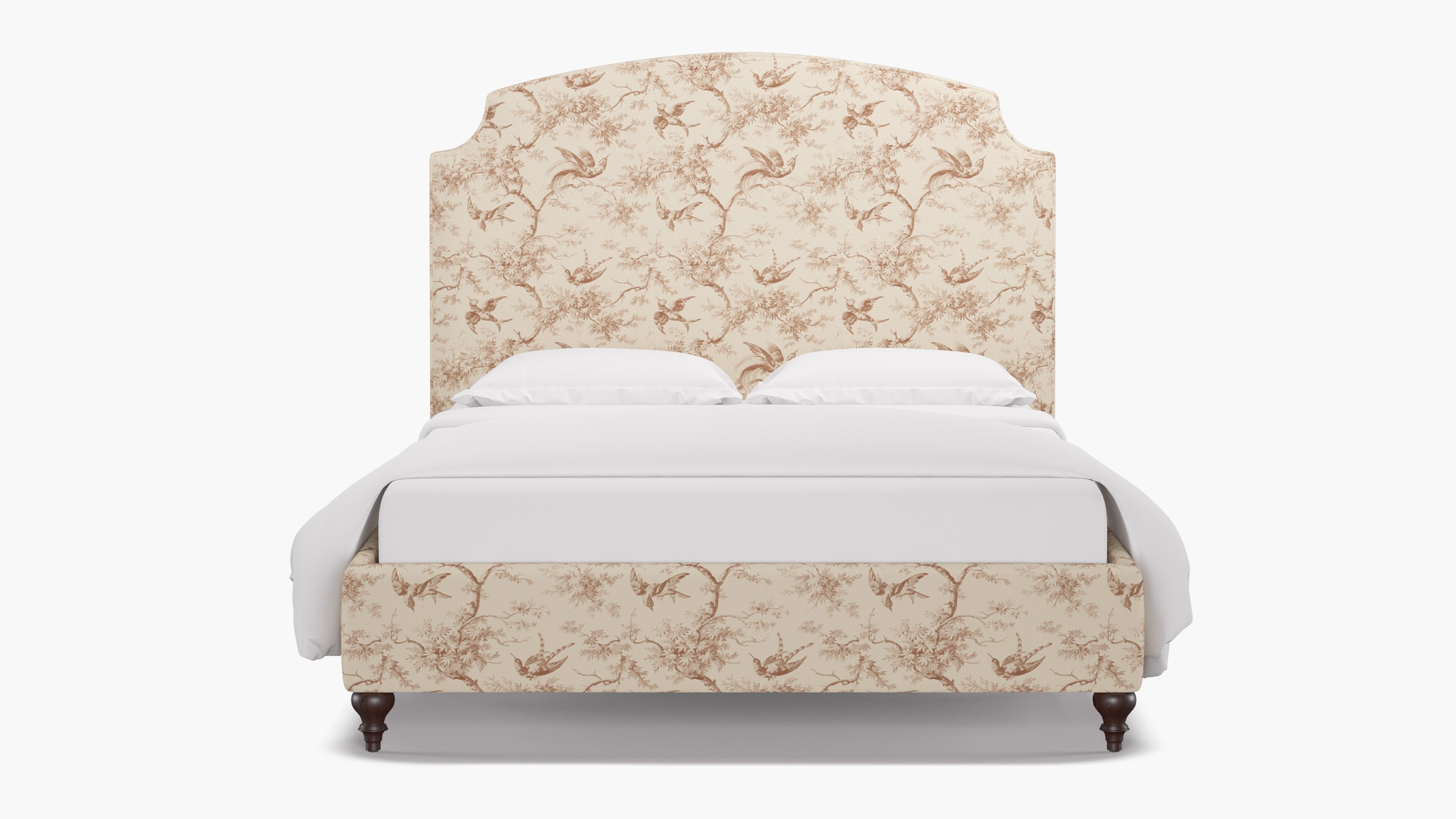 Cove Bed, Terracotta Swallows, Espresso Traditional Turned Leg, Queen - Image 0