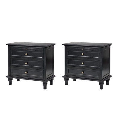 Cheylyn 3 - Drawer Nightstand with Built-in Charging Station and Solid Wood Legs ?Set of 2? - Image 0