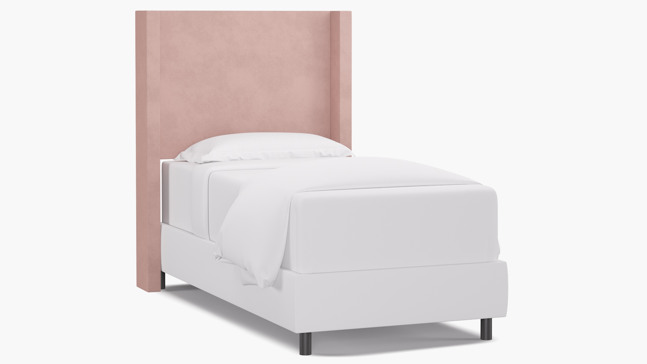 Modern Wingback Headboard, Blush Classic Velvet, Twin - Image 0