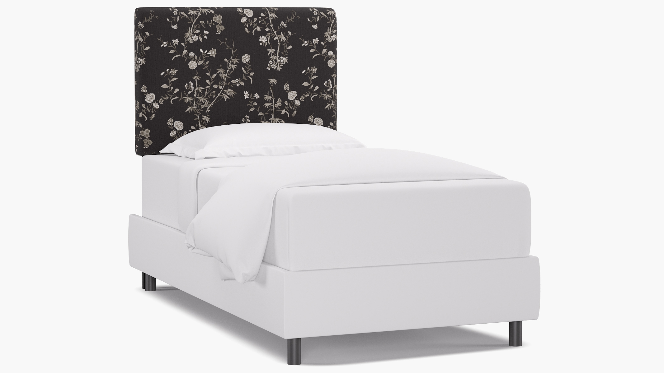 Square Back Headboard, Black Bamboo Garden, Twin - Image 0