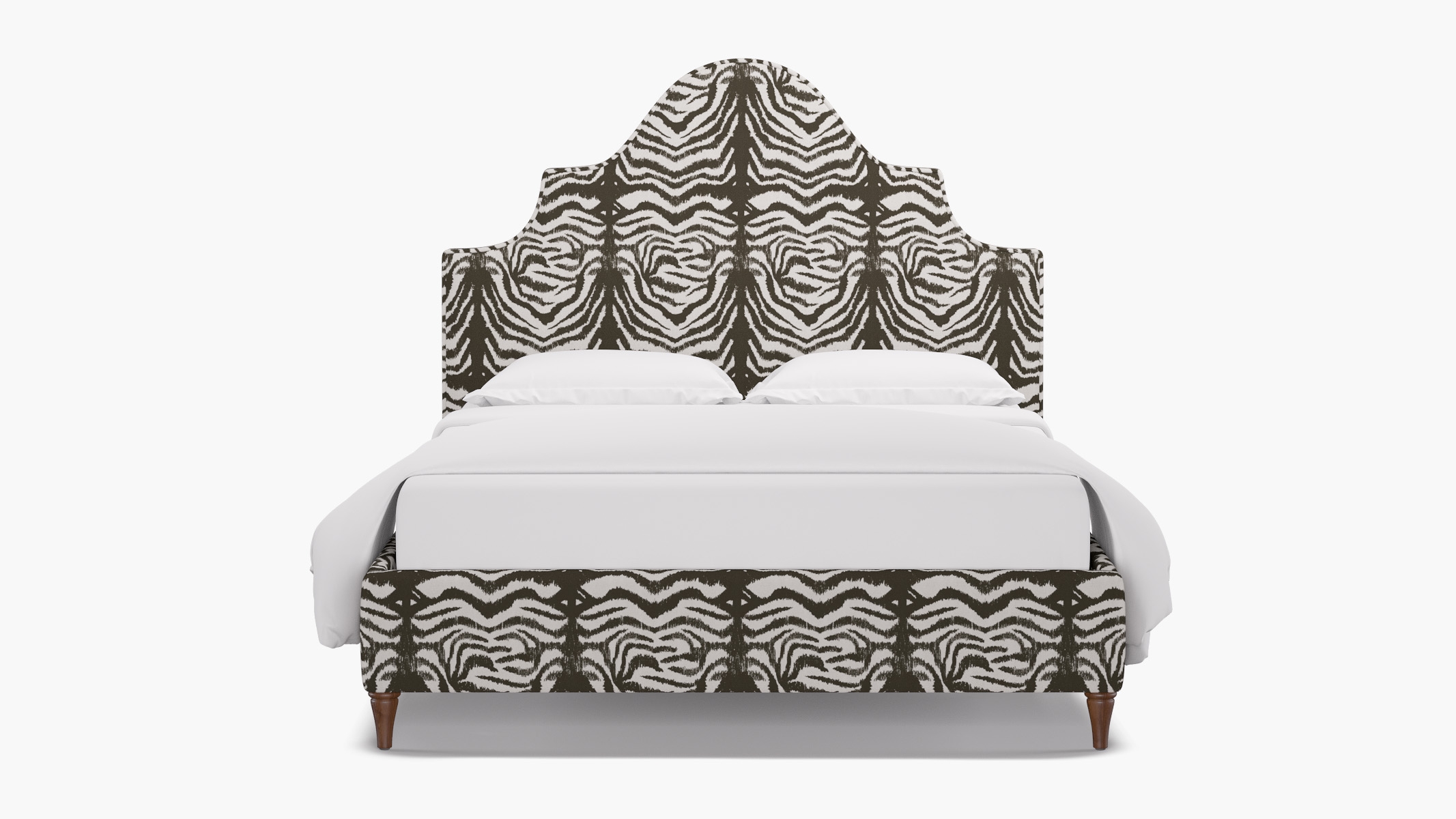 Statement Bed, Zebra, Walnut Decorative Tapered Leg, King - Image 0